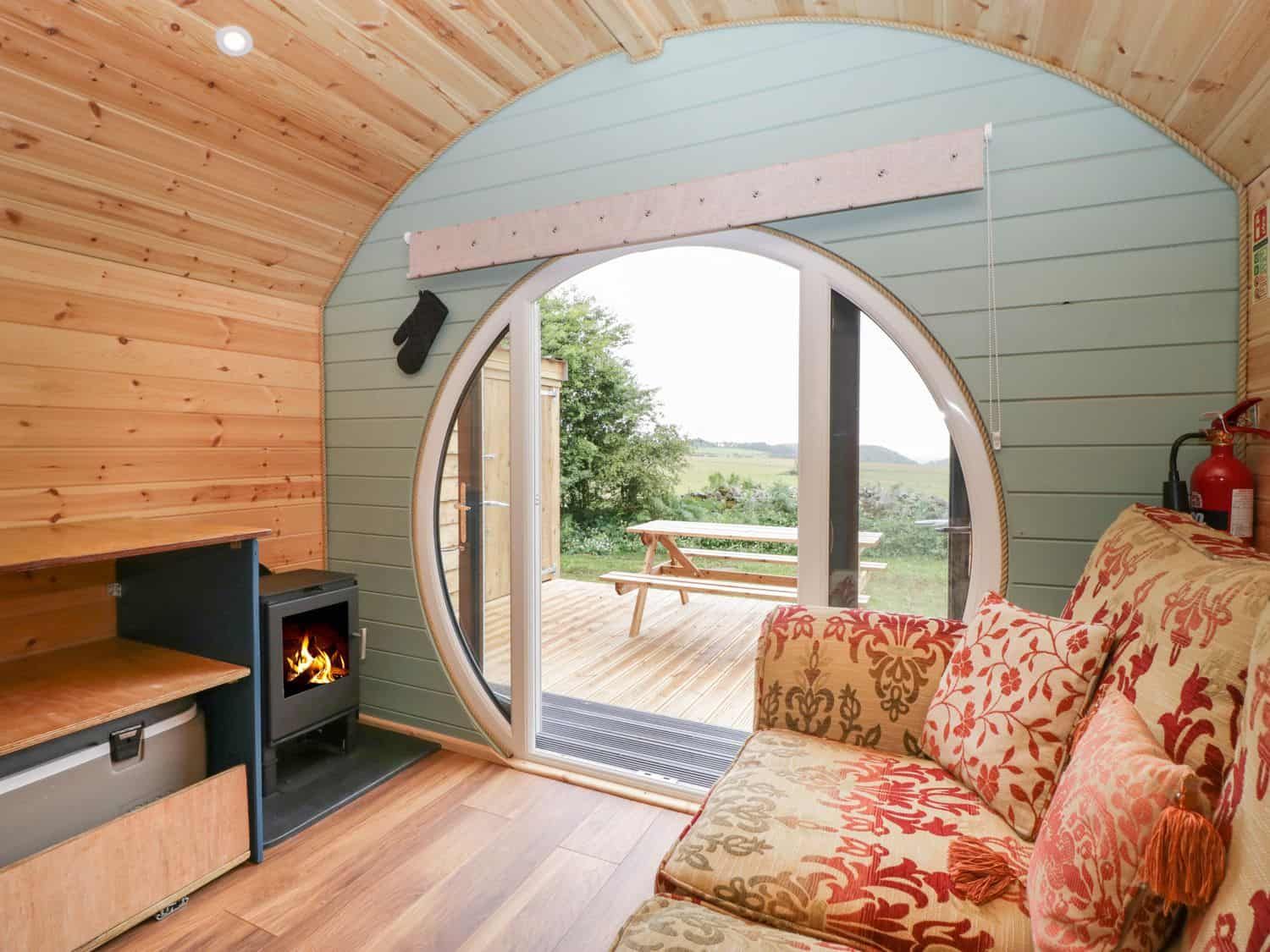 Modern open plan living space with stunning Somerset views at Lime Kiln