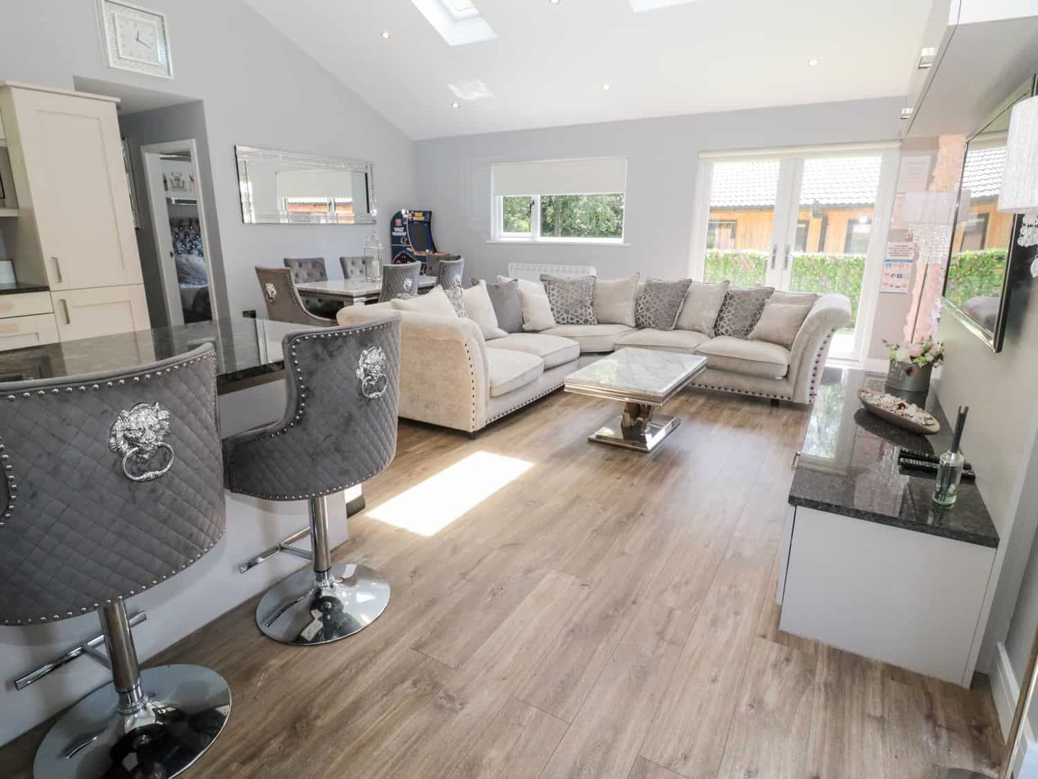 Modern living space with Smart TV at Lodge 32 Otterburn