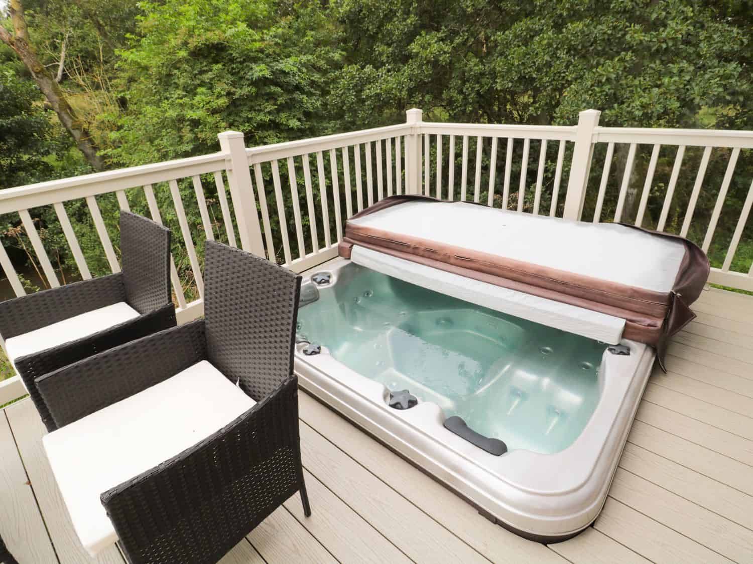 Private hot tub with countryside views at Number 43 Burnside Lodge
